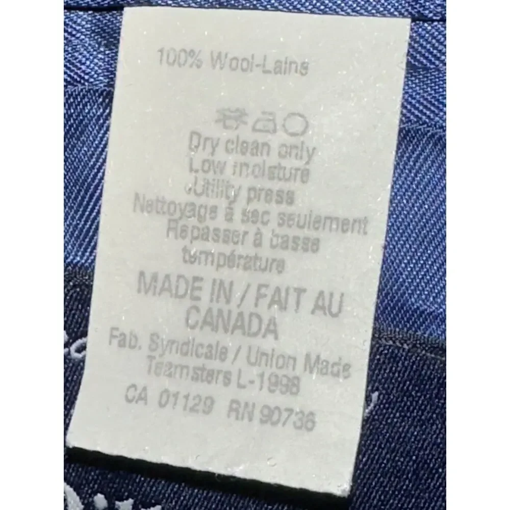 Ralph Lauren Charcoal Blue Pin Stripe Suit Jacket Men's 46 Virgin Wool 3 Button